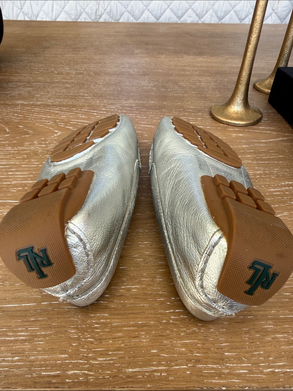 Lauren Ralph Lauren Metallic Silver Leather Bit Loafers - Picture 4 of 5